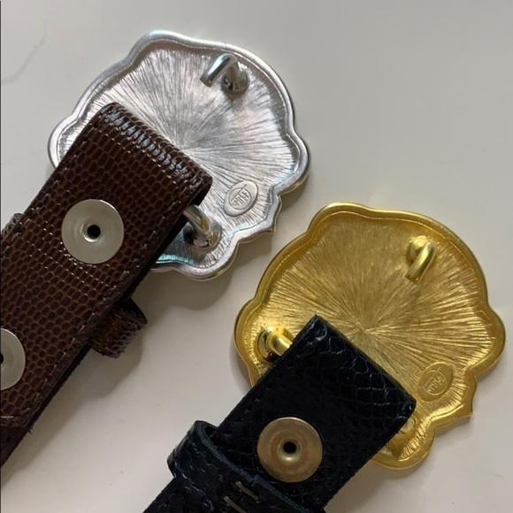 Vintage set 3 Mary McFadden Designer Belts removable buckles bundle xl - Picture 3 of 10